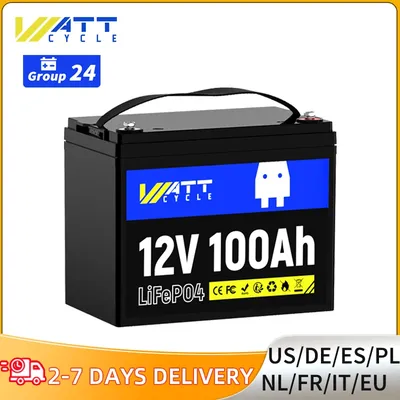 WattCycle Lithium Battery 12V 100Ah Compactly Designed A+ Cells LiFePO4 Battery For RV, Vans,