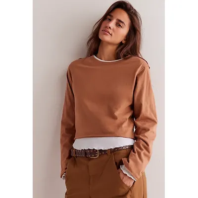 We The Free The Perfect Long-Sleeve Tee at Free People in Otter, Size: XL
