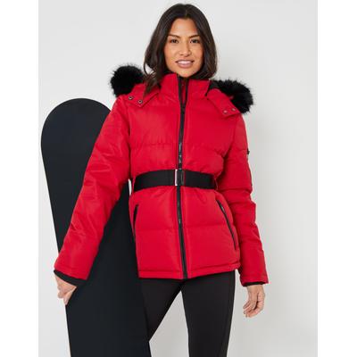 Threadbare Women's Red Belted Padded Ski Jacket