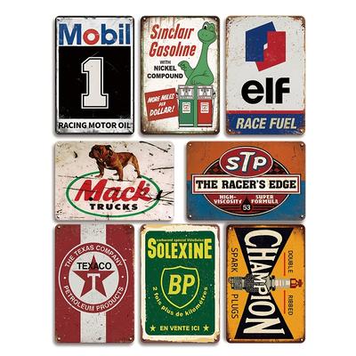 TEMU 8pcs Gas & Oil Metal Set - Automotive Tin Decor For , For , Bar, And - 12x8 Plaques