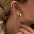 3 paires de petites boucles d'oreilles créoles en or pour femmes, boucles d'oreilles Huggie plaquées or 14 carats pour plusieurs piercings, boucles d'oreilles créoles délicates