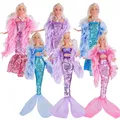 Nouvelle robe pour Barbie mode manteau sirène brillant paillettes queue de poisson robe dentelle jupe robe vêtements pour Barbie poupée jouets de noël