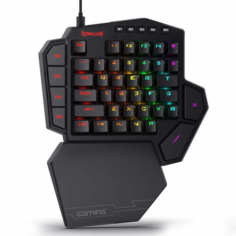 Redragon K585 DITI Tastiera da gioco meccanica RGB con una sola mano, poggiapolsi 42 tasti Tastiera da gioco professionale di tipo C sostituibile a caldo