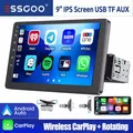 ESSGOO 9 "IPS Touch Screen Singolo DIN Wireless Apple CarPlay Android Auto Autoradio Radio FM Bluetooth USB AUX TF Specchio Link