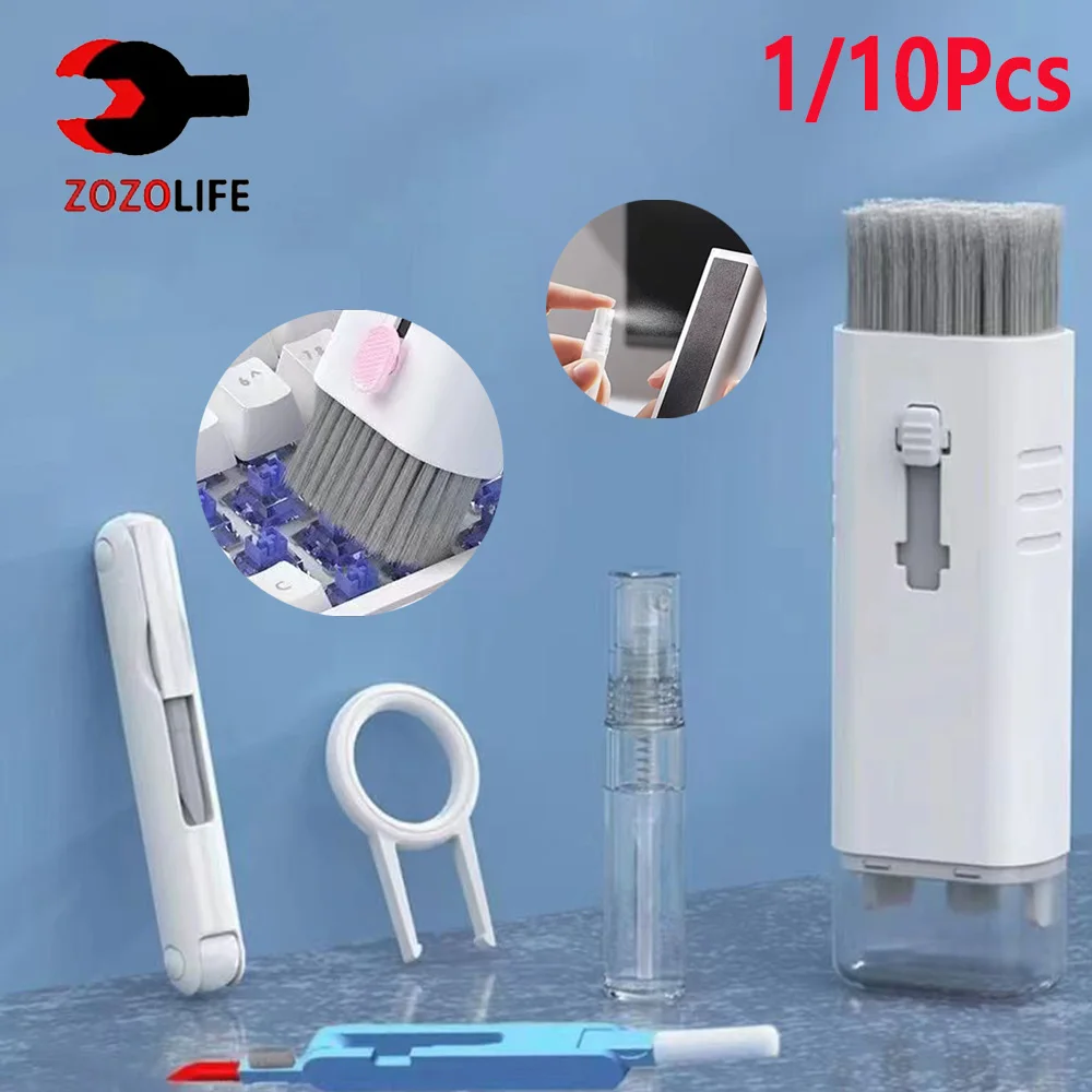 Kit per la pulizia della tastiera 7 in 1 Pulitore per Airpods Penna per la pulizia delle cuffie Pulizia dello schermo del laptop Kit per la pulizia degli auricolari Bluetooth