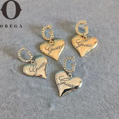 Obega 1Pair Trendy Heart Metal Drop Earrings For Women Girls Korean Style Big Love Heart Studs Earring Fashion Jewelry Gift