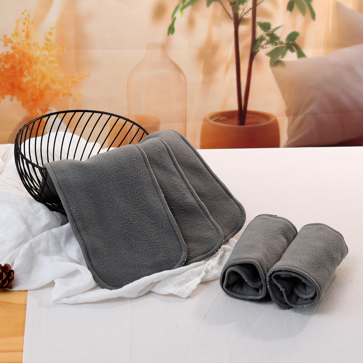 Elinfant 4/5/8/10PCS Babywindeln Bambuskohle-Einlage, Windeleinlage 2 + 2 Schichten Bambuskohle für Baby-Stoffwindel Image