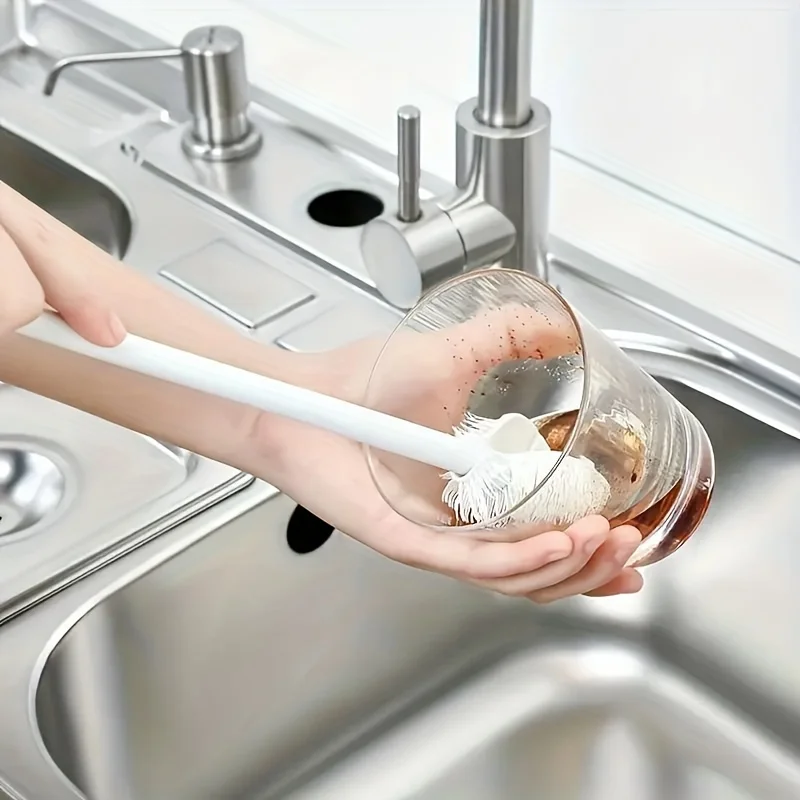 Lange Griff Tasse Wasch bürste Silikon 90 ° Reinigung Wasser becher Reinigungs artefakt Haushalts wand brecher Maschine Reinigungs bürste Image