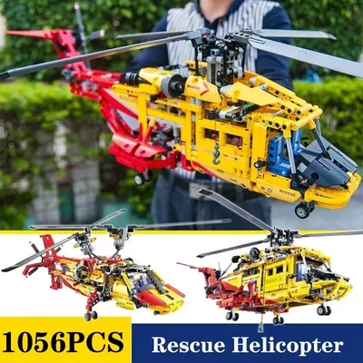 Technische Serie Rettungshubschrauber 9396 Bausteine 2in1 Flugzeug Transport Flugzeug Modell Ziegel Spielzeug Für Kinder Geschenke 3357 Image