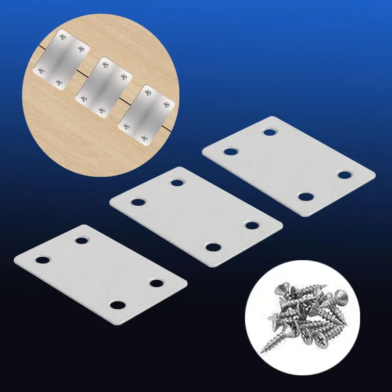 Winkelhalterung mit Schrauben, kleine Reparaturplatte für gerade Klammer aus Edelstahl mit fester Winkelhalterung, für Holzmöbel Image