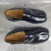 Schwarze Schuhe aus echtem Leder mit geteilter Zehenpartie für Herren, Schaffell, bequem, lässig, Business, formelle Schuhe, dicke Sohle, Herrenschuh
