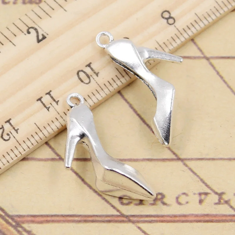 10pcs Charms High Heels Schuhe mit hohen absätzen 29x17mm Tibetischen Bronze Silber Farbe Anhänger Antiken Schmuck handgemachte Fertigkeit DIY Image