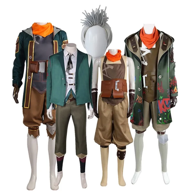 Ekko Cosplay Kostüm Arcane LoL Disguise Erwachsene Männer Uniform T-shirt Shorts Handschuhe Gürtel Outfits Halloween Karneval Party Anzug Image
