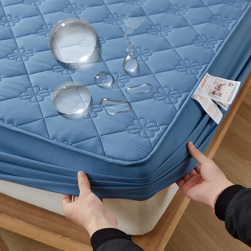 Wasserdichter Matratzen schoner geprägter Matratzen bezug weicher, atmungsaktiver Matratzen bezug 120/140/160/200x200 wasch bar
