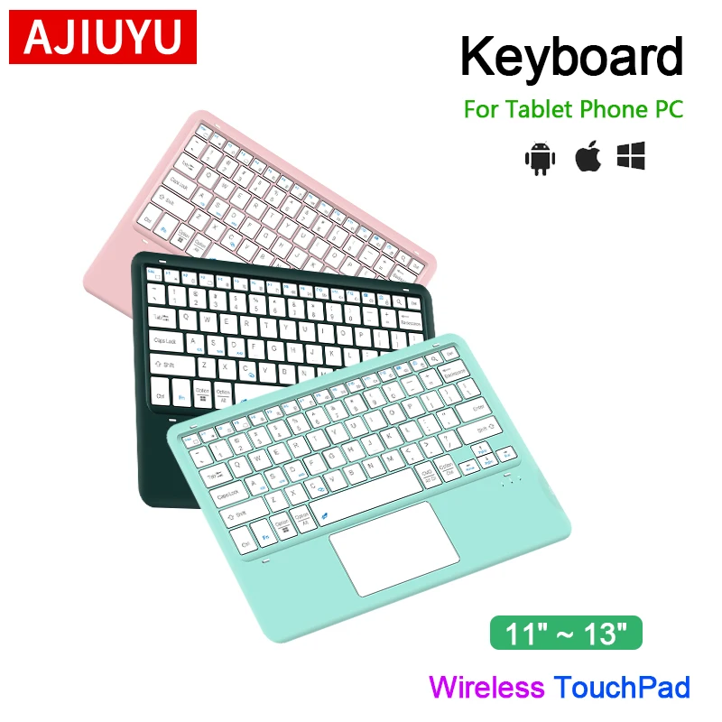 Ajiuyu Wireless Track pad stille Tastatur Spanisch Arabisch Portugues Französisch für Windows, Android, iOS 11 ~ 13 "Tablet Telefon Laptop PC Image