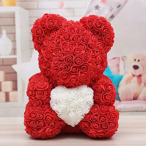 regali di San Valentino per lei, orso di rose con cuore 25/40 cm orso di rose artificiali, regalo romantico per San Valentino, matrimonio, festa della mamma e anniversario, inclusa scatola regalo