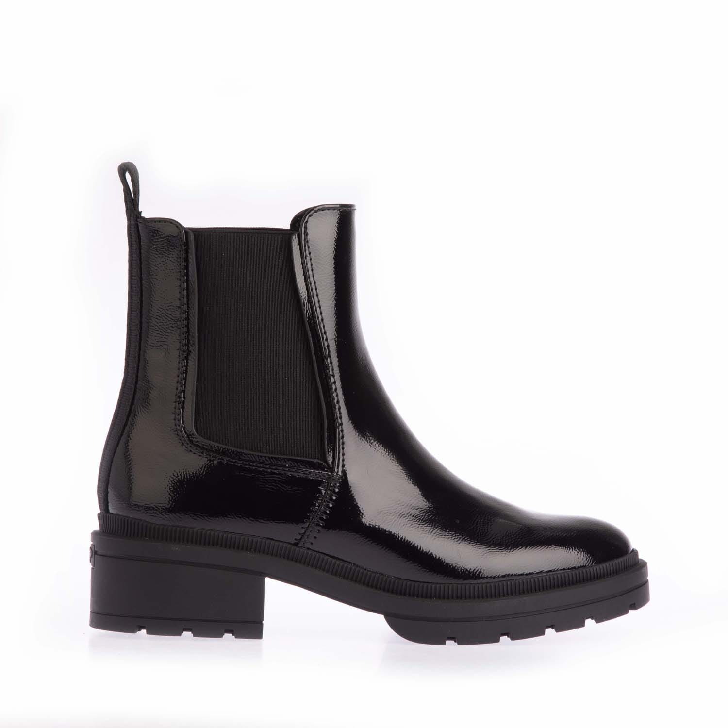 Rocket Dog Iggie Patent Chelsea Boots für Damen in Schwarz
