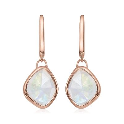Rose Gold Siren Small Nugget Drop Earrings Moonstone