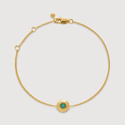 Gold May Birthstone Chain Bracelet Emerald