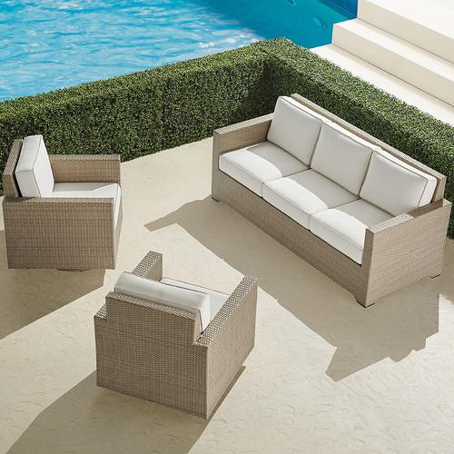 Small Palermo 3-pc. Sofa Swivel Set In Dove Wicker - Standard, Cobalt - Frontgate