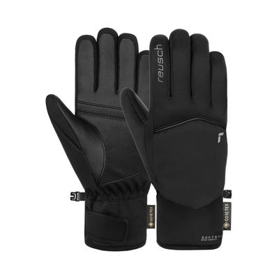 Skihandschuhe REUSCH "Amira GORE-TEX", Damen, Gr. 7, silber (silberfarben, schwarz), 55% Polyester, 28% Polyamid, 10% Ziegenleder, 7% Elasthan, mehrfarbig, feminin, Handschuhe, mit wasserdichter und atmungsaktiver Membran Image