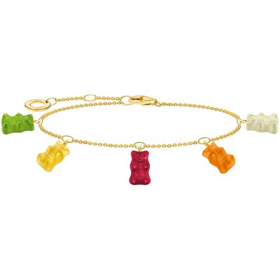 Armband THOMAS SABO "THOMAS SABO x HARIBO Schmuck: Armband mit Goldbären bunt" Gr. 19, bunt (gelbgoldfarben, grün, gelb,