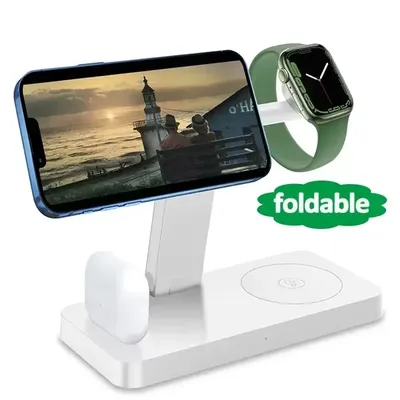 4-in-1 magnetischer kabelloser Ladeständer für Magsafe iPhone 16 15 14 13 12 Pro Apple Watch 9 8 7 Image