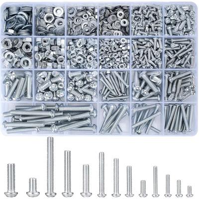Beijiyi - 1080-teiliges M3-M4-M5-M6-Gewindeschrauben-Set mit Sechskantmuttern und Unterlegscheiben, Image