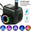 15-W-Springbrunnenpumpe mit einer Förderleistung von 800 l/h und 12 integrierten LEDs, ideal für