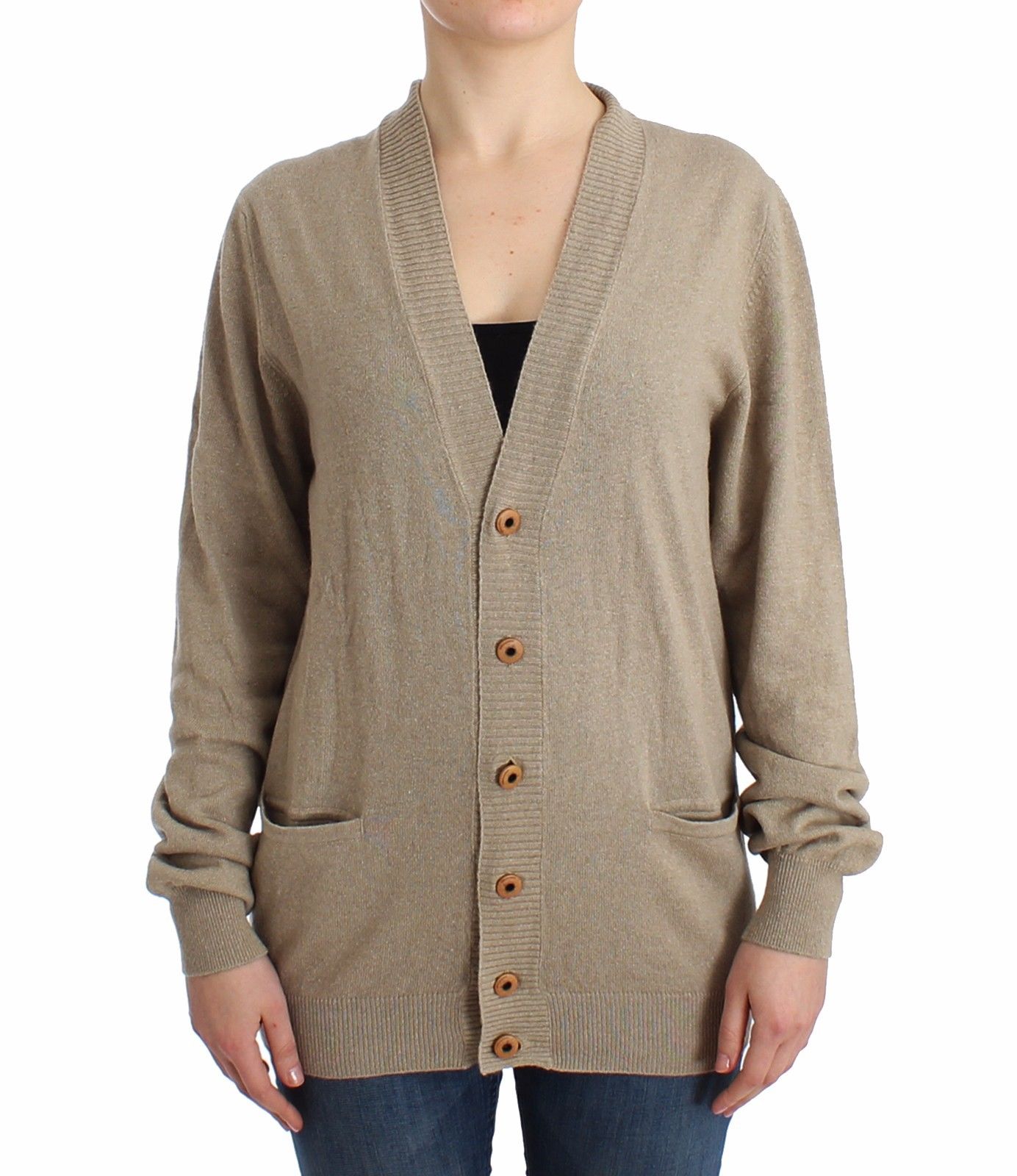 Ermanno Scervino Damen Beiger Cardigan Woll-Kaschmir Pullover Strick Image
