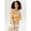 Rundhalspullover ANISTON SELECTED, Damen, Gr. 44, orange (beige, orange, goldfarben), Feinstrick, Obermaterial: 90% Baumwolle, 10% metallisierte Fasern, geblümt, leicht glänzend, elegant, figurumspielend hüftlang, Rundhals, Langarm Strickbündchen,...