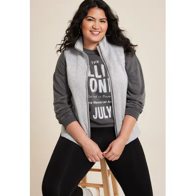 Maurices Plus Size Women's Lightweight Full Zip Fleece Vest Gray Size 1X