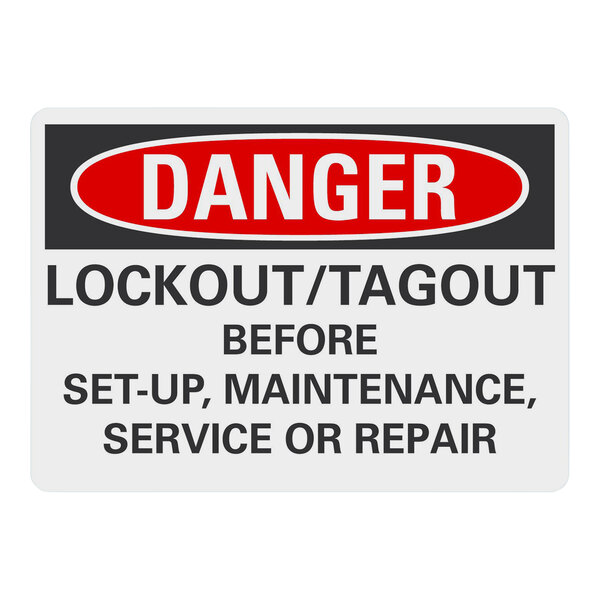 Lavex 10" x 7" Engineer-Grade Reflective Adhesive Vinyl "Danger / Lockout/Tagout Before Set-Up, Maintenance, Service Or Repair" Safety Label