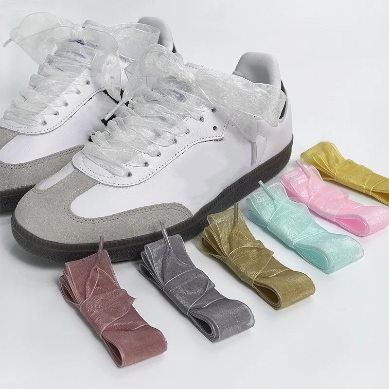 2,5 cm Breite Tüll Gurtband Schnee Schnürsenkel Flache Seide Schnürsenkel Fit Sneakers Ballett Spitze Chiffon Garn Schnürsenkel Schuhe Zubehör