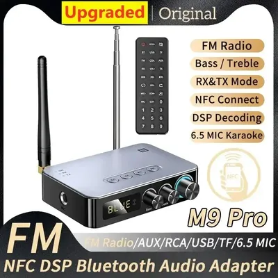 M9/M9Pro Bluetooth Audio Receiver Sender DSP Wireless Adapter NFC/AUX/RCA/USB U-Disk/TF 6,5 Mikrofon Karaoke/Koaxial/FM Radio Image