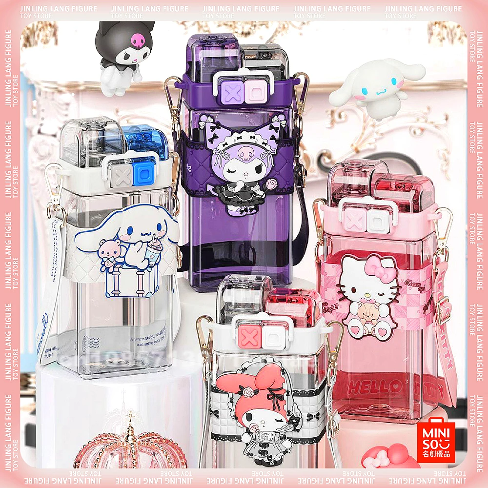 Sanrio Hello Kitty Cinnamoroll Kunststoff 520 ml Flasche Doppeltrinkbecher Cartoon Melody Kuromi Wasserflasche Große Kapazität Kindergeschenk