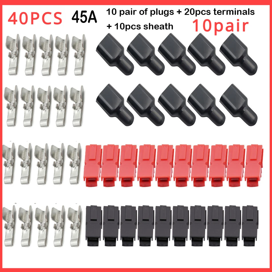 10 Paar 15A/30A/45A Amp-Stecker 600 V mit Gummi-Staubschutzhülsen für Anderson Powerpole-Anschluss, elektrische Ausrüstung, wasserdicht Image