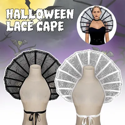 Frauen Gothic Spitze Cape Kragen Halloween Cosplay Zubehör Vampir Hexe Karneval Party Maskerade Image