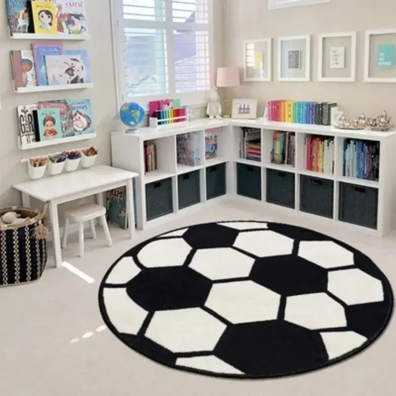 Nachahmung Kaschmir Runde Boden Matte Fußball Kleinen Teppich Baby Zimmer Schlafzimmer Wohnzimmer Badezimmer Teppich Kinder Krabbeln Matte Image