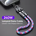 Cavo di ricarica per cordino per telefono PD240W Cavo dati di ricarica super veloce da USB-C a USB-C 2 in 1 Cavo di ricarica rapido per cordino per testa in lega di zinco
