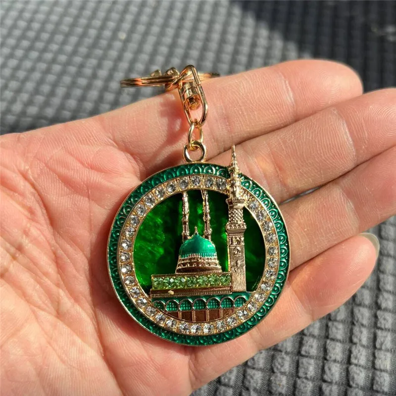 Exquisiter und beliebter Auto-Anhänger, arabischer Schlüsselanhänger, muslimisches Mekka, himmlisches Haus, Schlüsselanhänger, DIY vergoldeter Strass-Schlüsselanhänger Image