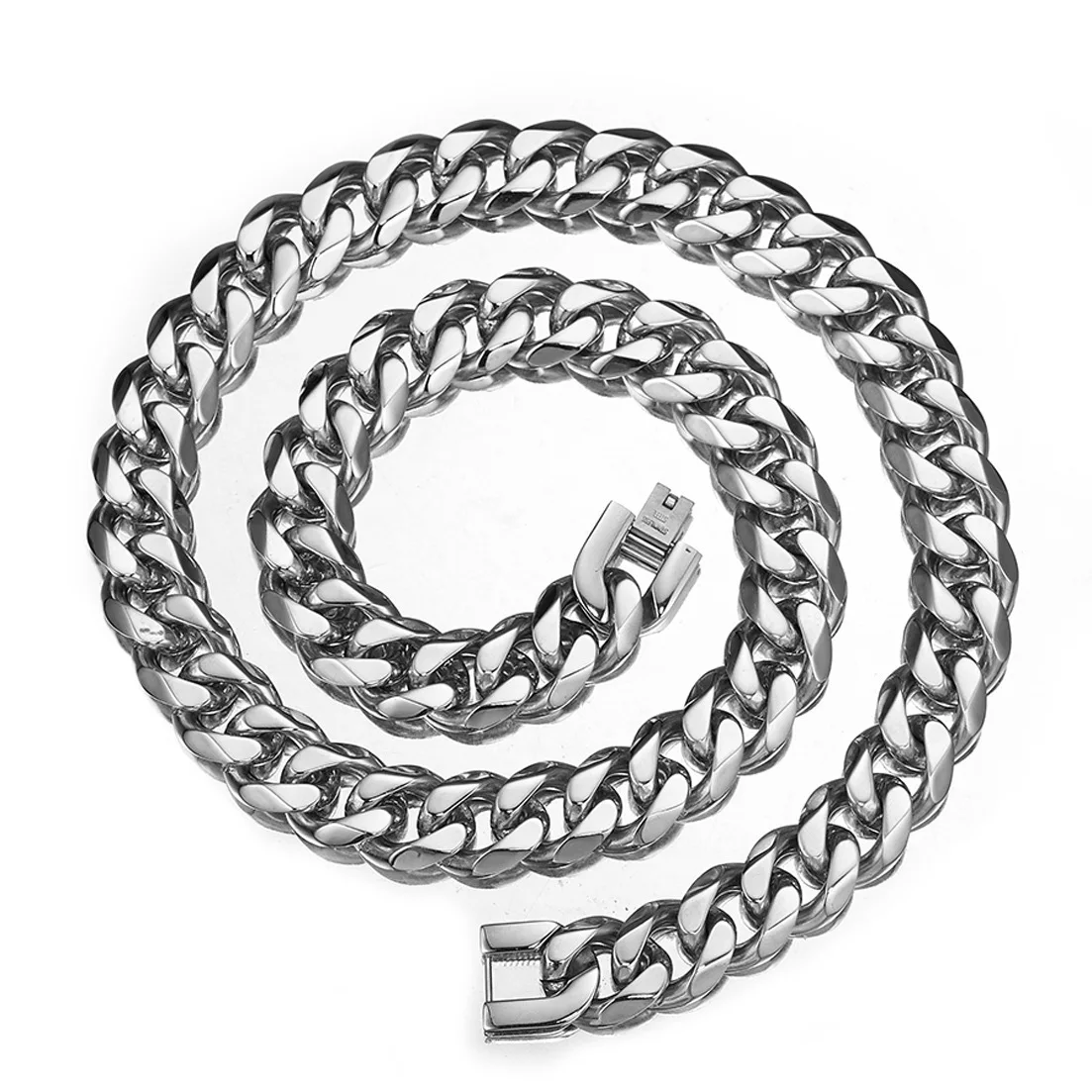 HNSP Edelstahl Miami Cuban Link Kette Silber Farbe Halskette Für Männer 7 MM/9 MM/15 MM Breite Punk Hip Hop Schmuck Zubehör