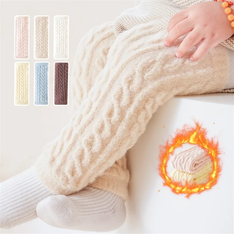 Winter Beinlinge Für Baby Mädchen Jungen Neue Mode Verdickt Warme Stricken Knie Pads Mädchen Erwärmung Zubehör Knie Hohe Socken Image