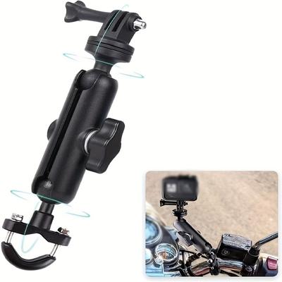 TEMU 360Â° Rotatable Motorcycle Camera Mount Compatible With Hero 11/10/9/8, - Adjustable Arm, Sturdy Pc Material, Holder For Biking - Black (1-pack)