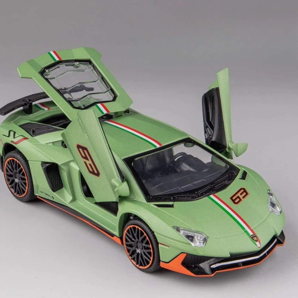 1:32 Lambor Aventador SVJ LP780-4 Sportwagen Modell Spielzeug Diecast Metall Scheren Türen Geöffnet Simulation Sound Licht Hobby Geschenke