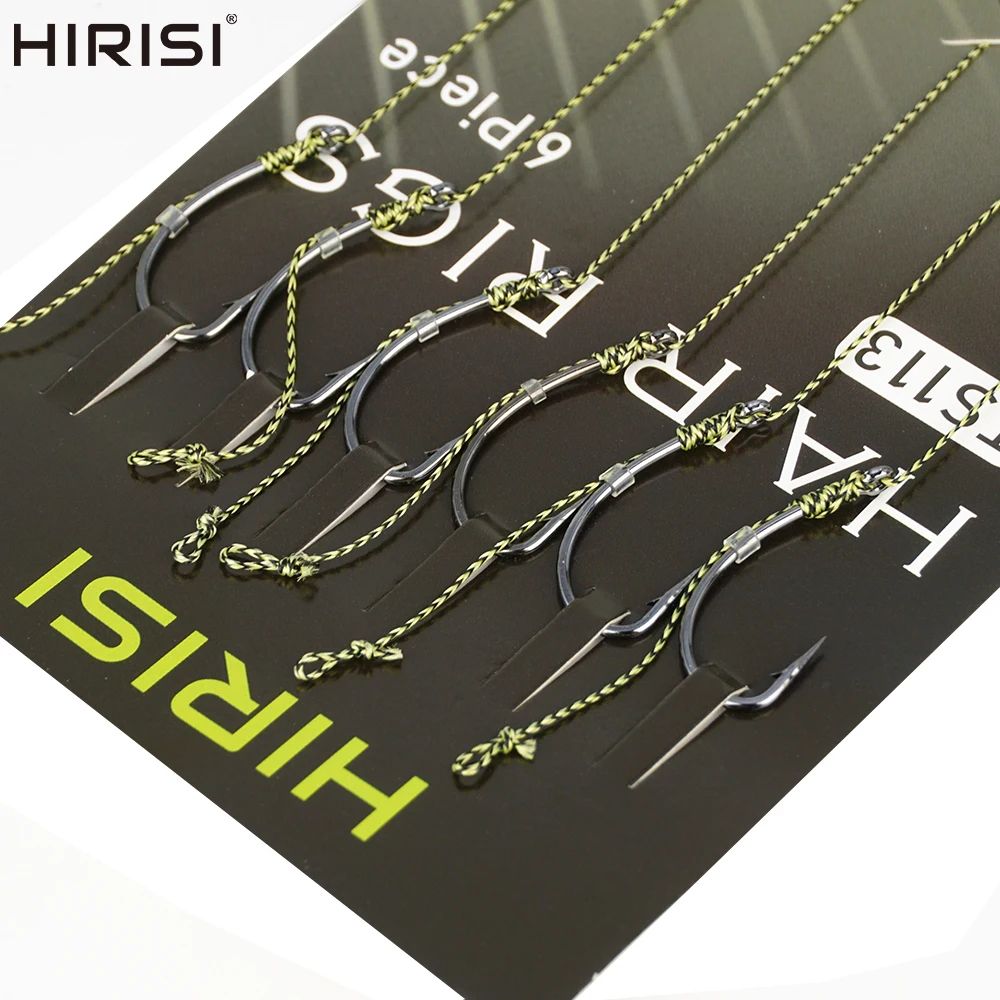 Hirisi 6 pz Pesca Alla Carpa Hair Rig Set di Ami da Pesca Pronto Fatto Legato Rigging Con Lenza Boilie Gancio Accessori per la Pesca