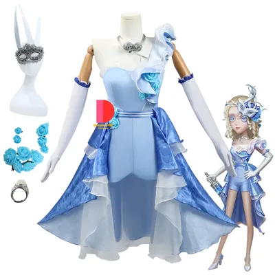 Identität v Demi Bourbon Barmaid Rose Cosplay Kostüm Rollenspiel mit Kleid Perücken für Halloween-Party enthält Animation Requisite Image