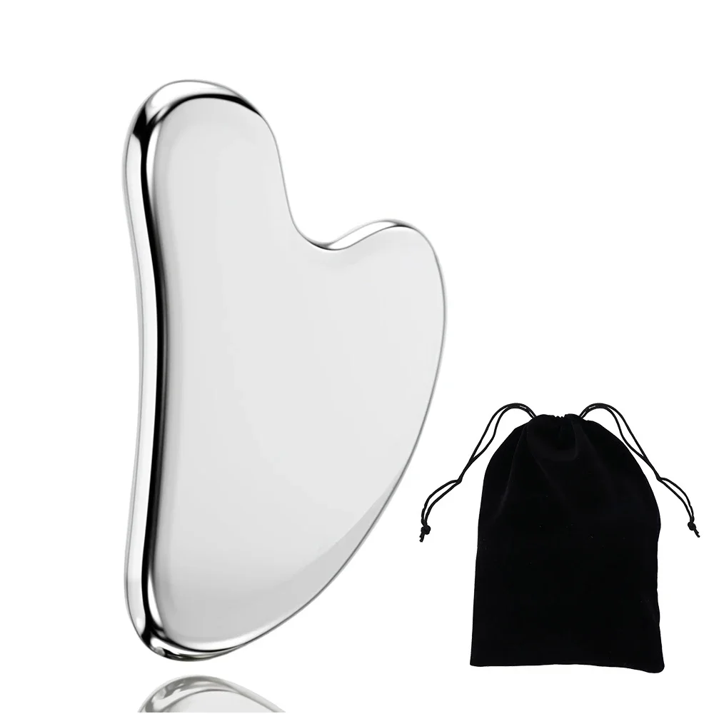 Gua Sha Gesichtswerkzeuge aus Edelstahl 304, Gesichtsmassage-Werkzeuge, glatter, robuster Metallschaber, Guasha-Werkzeug, Gesicht und Körper, reduziert Schwellungen Image