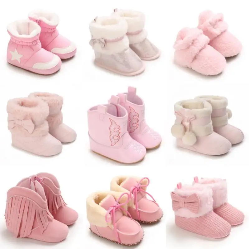 Baby Booties Vintage Quaste Anti-rutsch Sohle Winter Warme Baby Mädchen Schuhe Schnee Booties Erste Wanderer Infant Schuhe Image