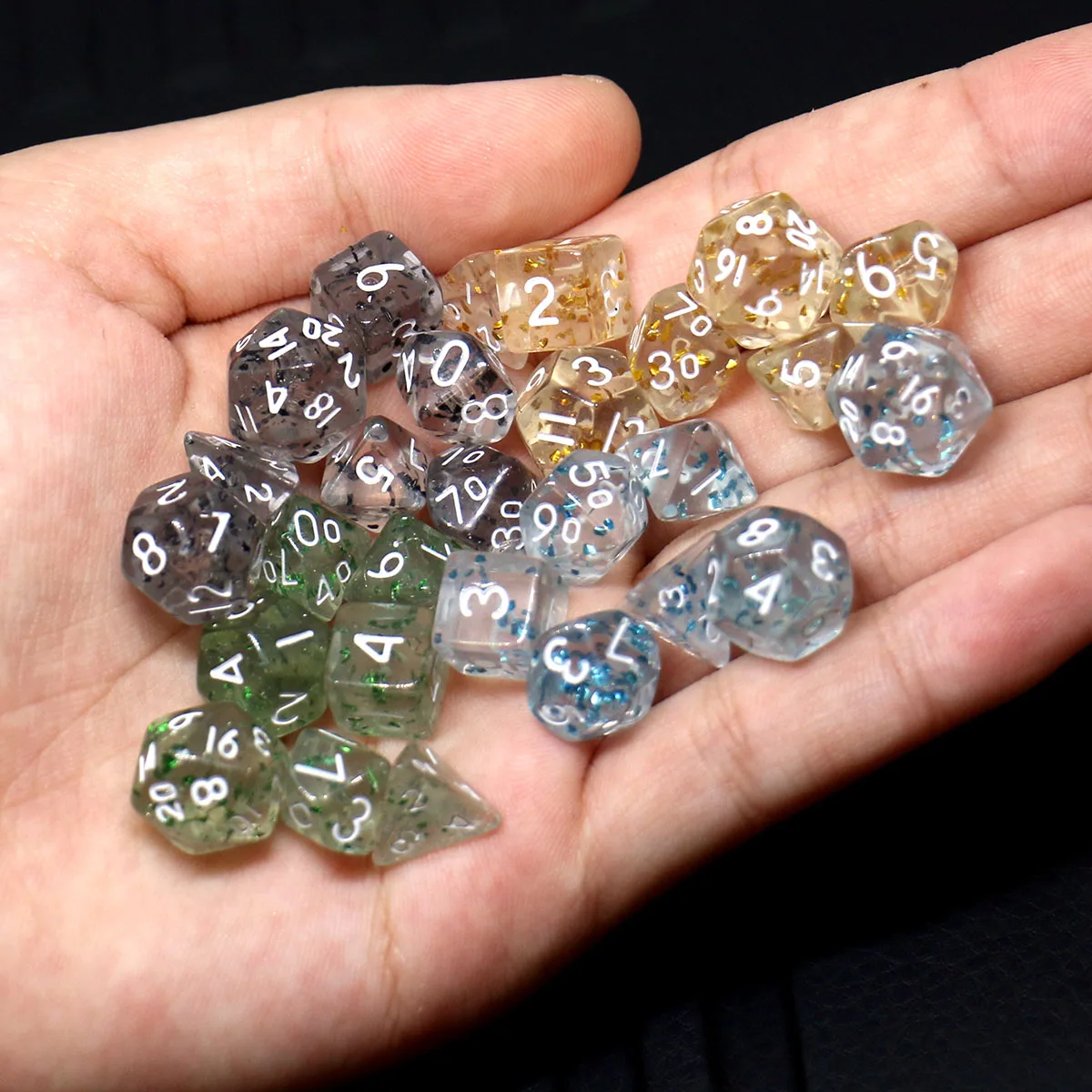 28 stücke 4Set Mini Größe Acryl Intarsien Gold Folie Brettspiel Würfel Polyedrische Tisch Spiel Würfel Rolle-spielen RPG Würfel